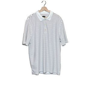 Greg Norman white with purple striped golf polo size L